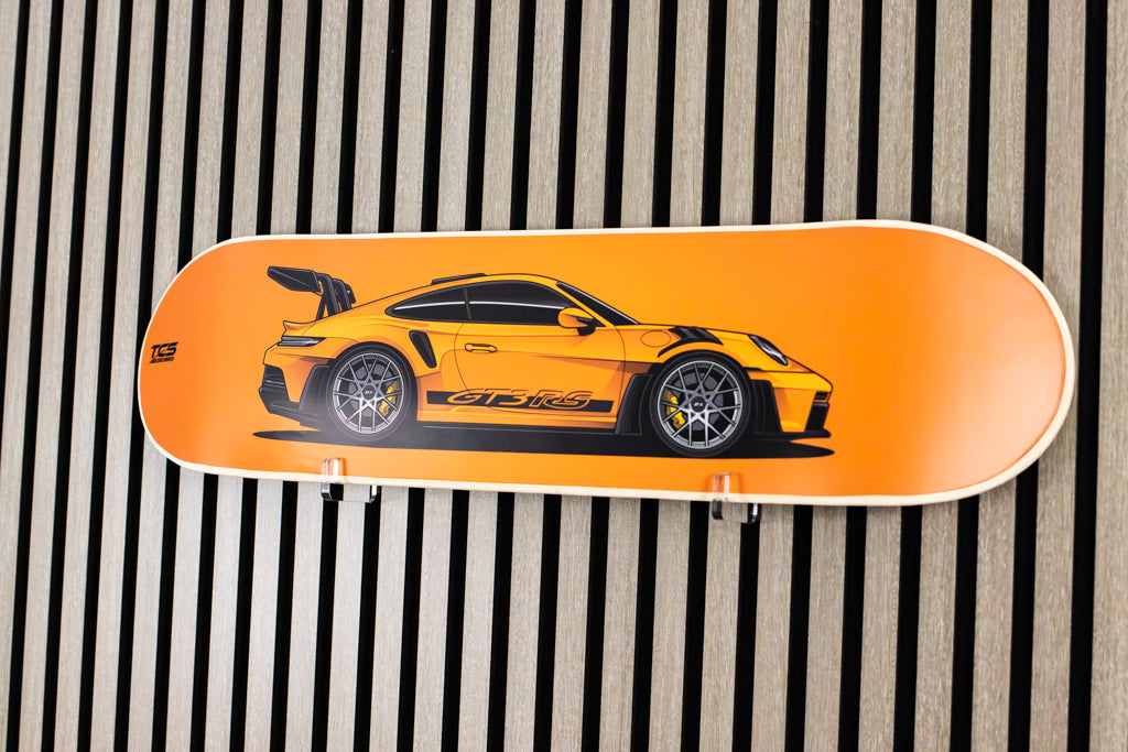 Porsche 911 GT3 RS Skate Deck Wall Art - Orange