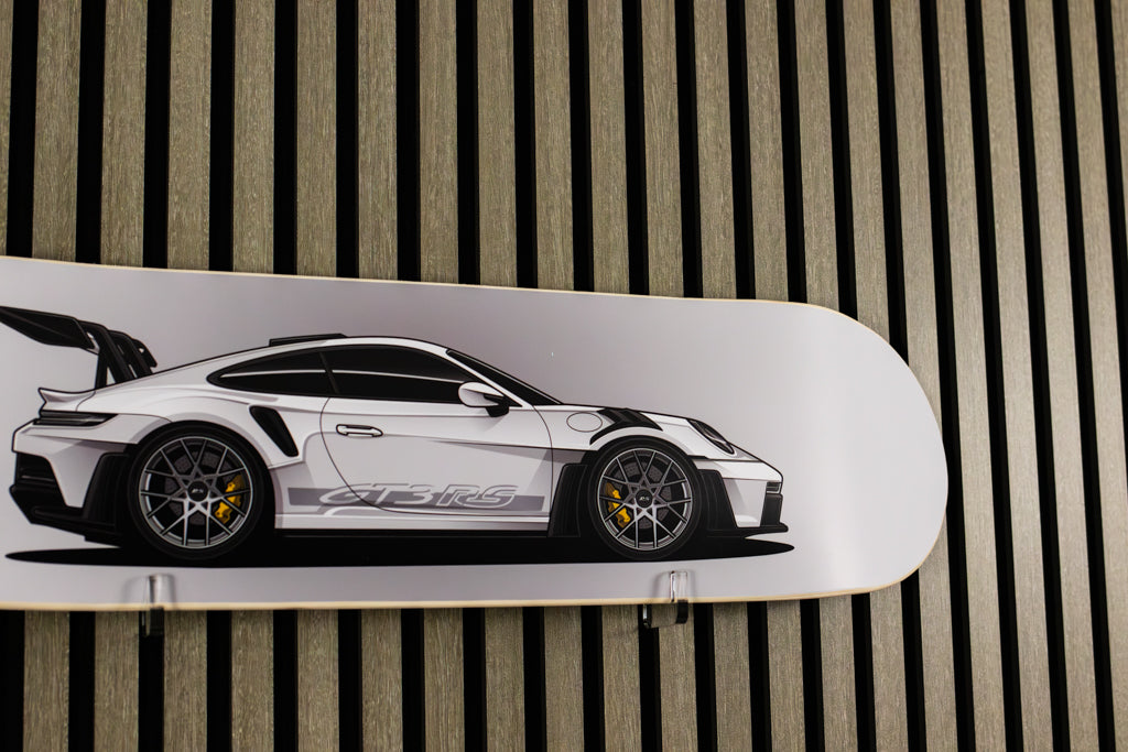 Porsche 911 GT3 RS Skate Deck Wall Art - White