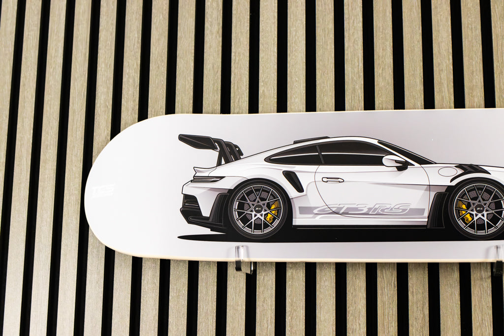 Porsche 911 GT3 RS Skate Deck Wall Art - White