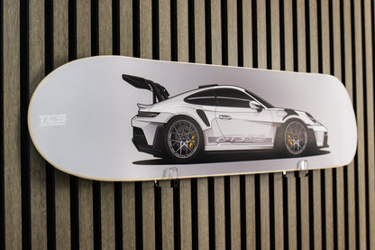 Porsche 911 GT3 RS Skate Deck Wall Art - White