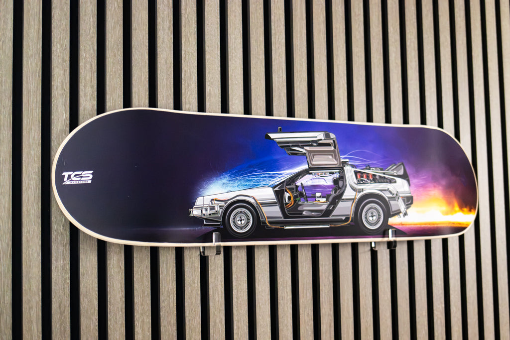 Back To The Future Inspired DeLorean DMC-12, Skate Deck Wall Art