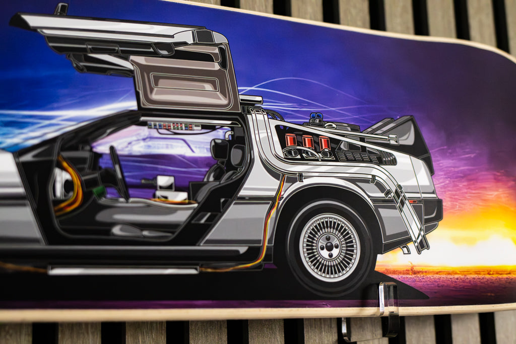Back To The Future Inspired DeLorean DMC-12, Skate Deck Wall Art