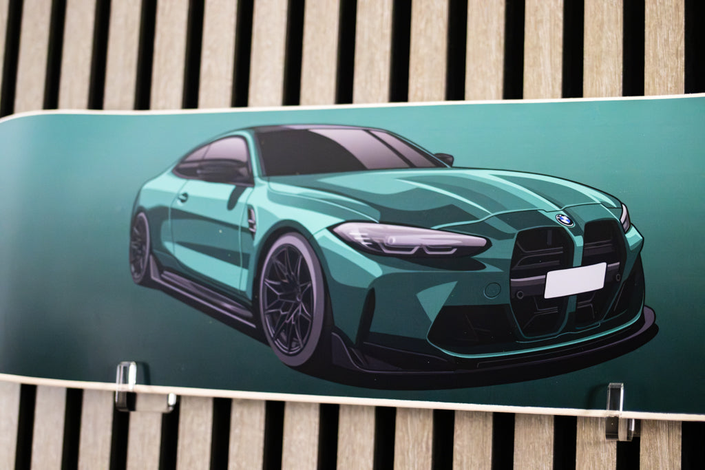 Isle of Man Green Metallic BMW G82 M4 Skate Deck Wall Art