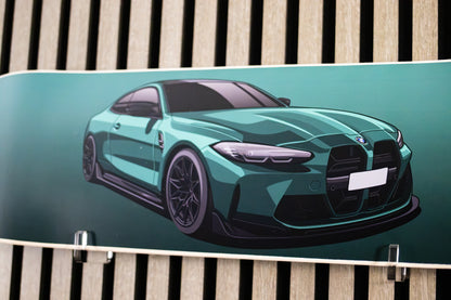 Isle of Man Green Metallic BMW G82 M4 Skate Deck Wall Art