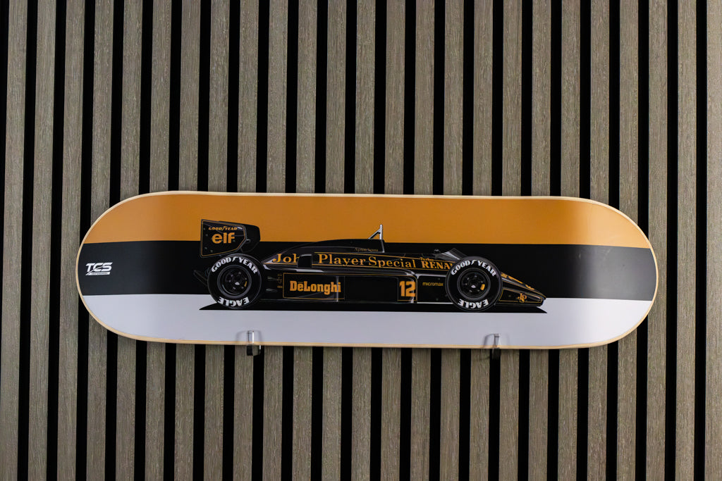 Ayrton Senna's John Player Special Formula 1 Car Skate Deck Wall Art