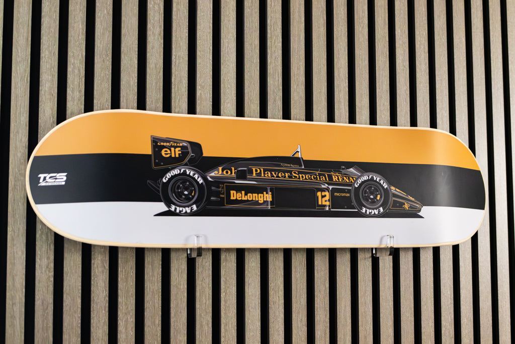 Ayrton Senna's John Player Special Formula 1 Car Skate Deck Wall Art