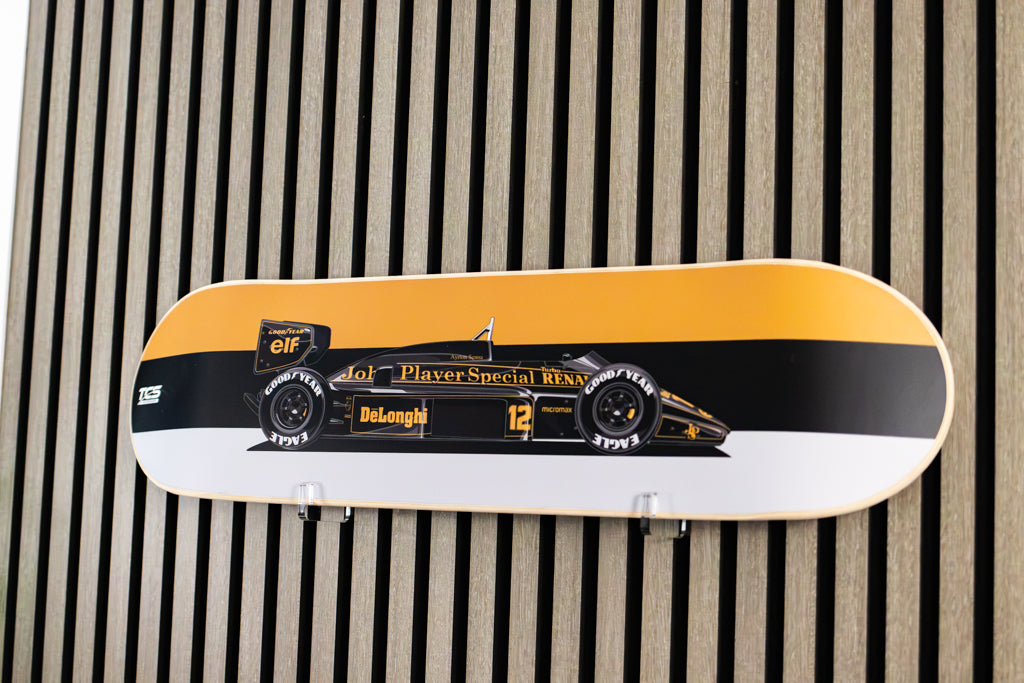 Ayrton Senna's John Player Special Formula 1 Car Skate Deck Wall Art