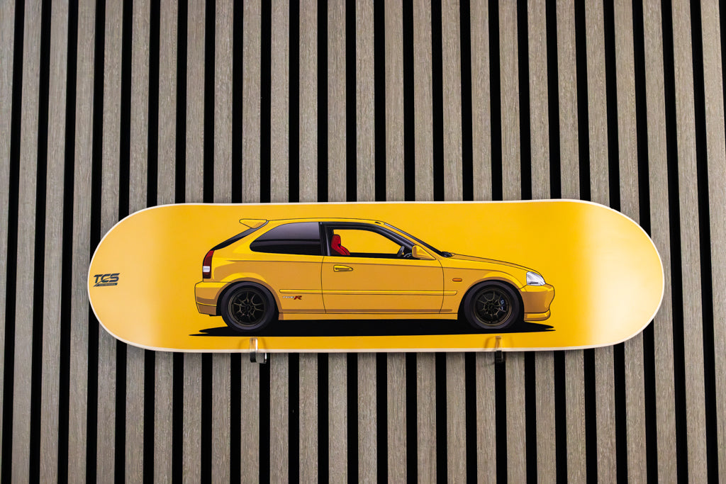 Honda Civic Yellow Skateboard Wall Art