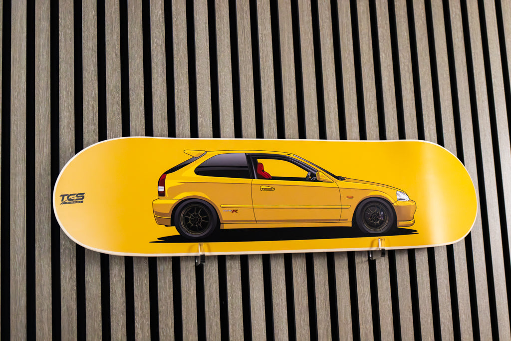 Honda Civic Yellow Skateboard Wall Art