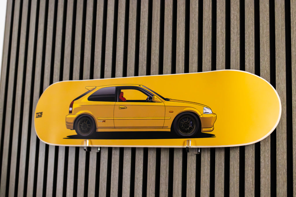 Honda Civic Yellow Skateboard Wall Art