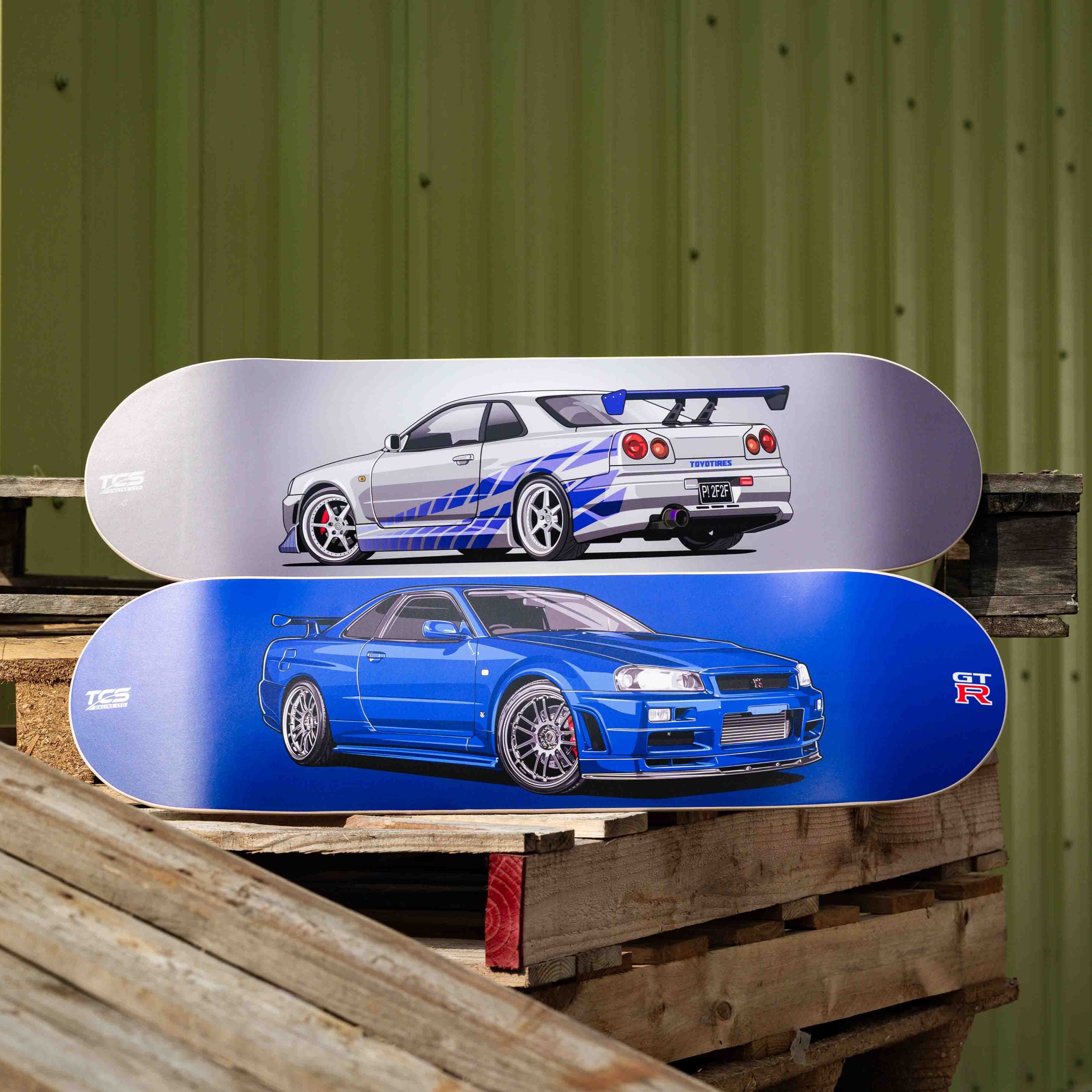 2 Fast 2 Furious inspired Nissan Skyline GT-R Skate Deck Wall Art