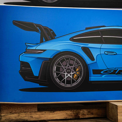 Porsche 911 GT3 RS Skate Deck Wall Art - Blue