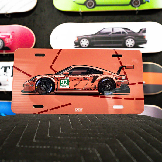 Porsche 911 Pink Pig RSR Licence Plate Art