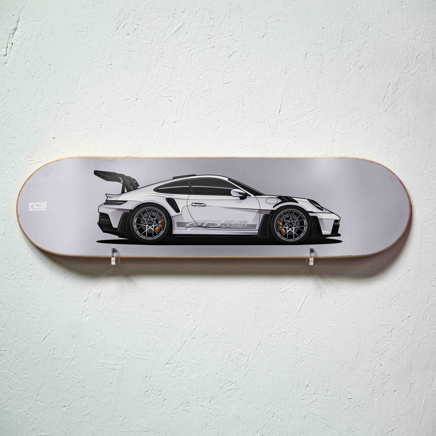 White Porsche 911 GT3 RS Skate Deck Wall Art