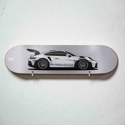 White Porsche 911 GT3 RS Skate Deck Wall Art