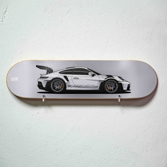 White Porsche 911 GT3 RS Skate Deck Wall Art
