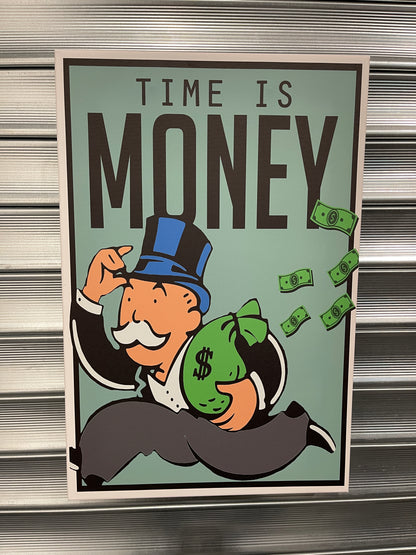 Time Is Money Monopoly Style Canvas