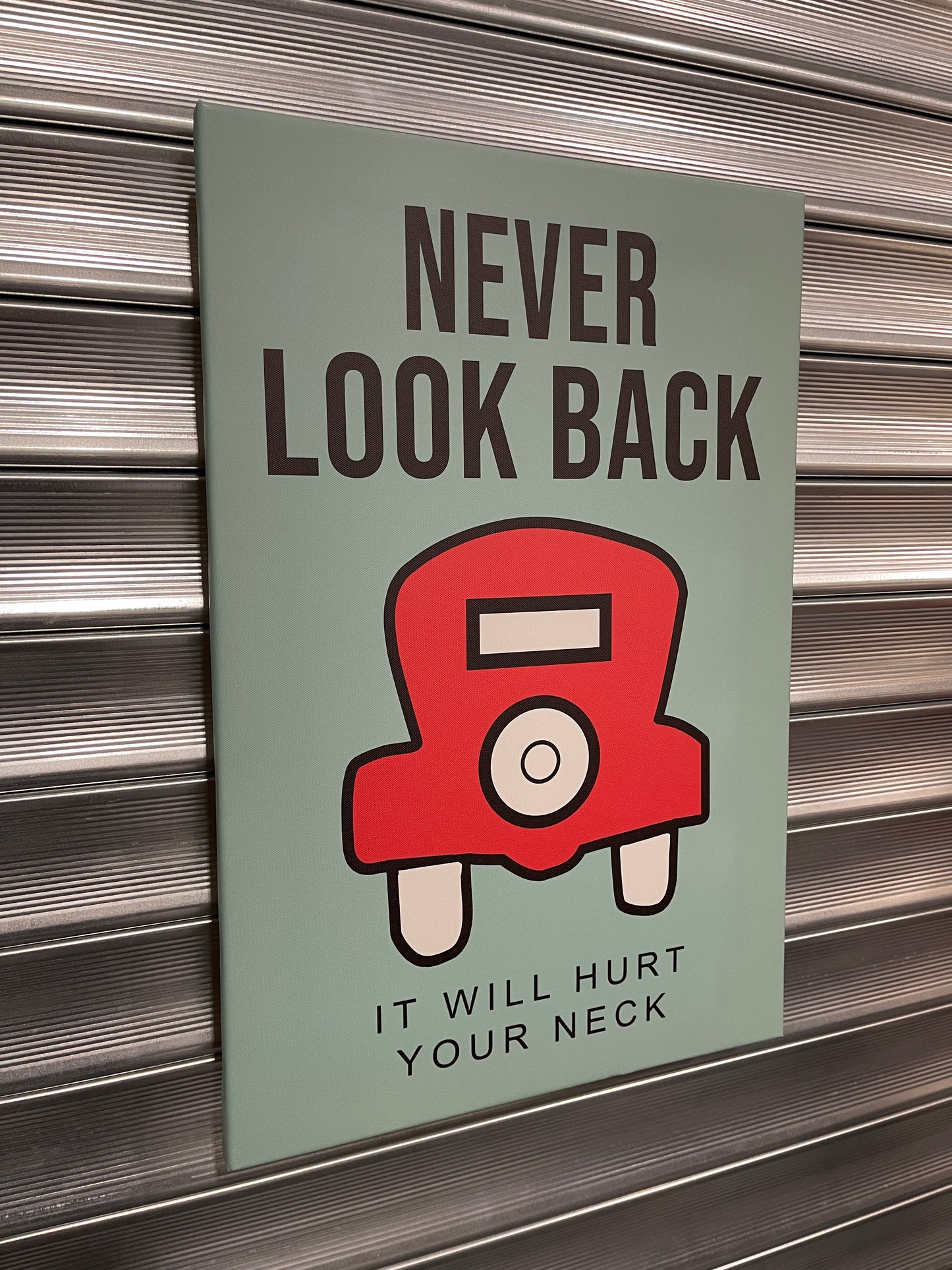 Never Look Back Monopoly Style Canvas